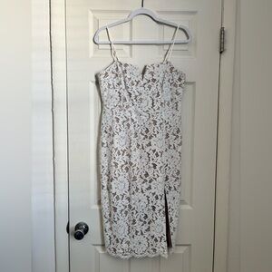 Lulu's White Crochet Lace Bodycon Midi Dress